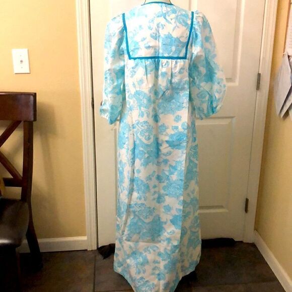 Vintage Evelyn Pearson blue floral print dressing nightgown size medium - Picture 4 of 11